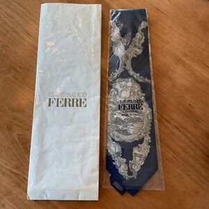 Vintage Gianfranco Ferre Silk Tie Italy Baroque Equestrian Deadstock